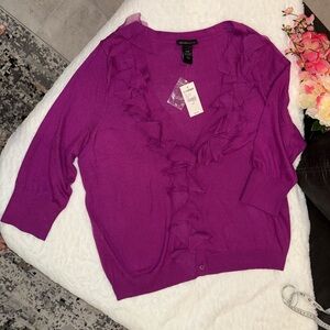 NWT Lane Bryant Magenta Ruffled Cardigan Size 14/16